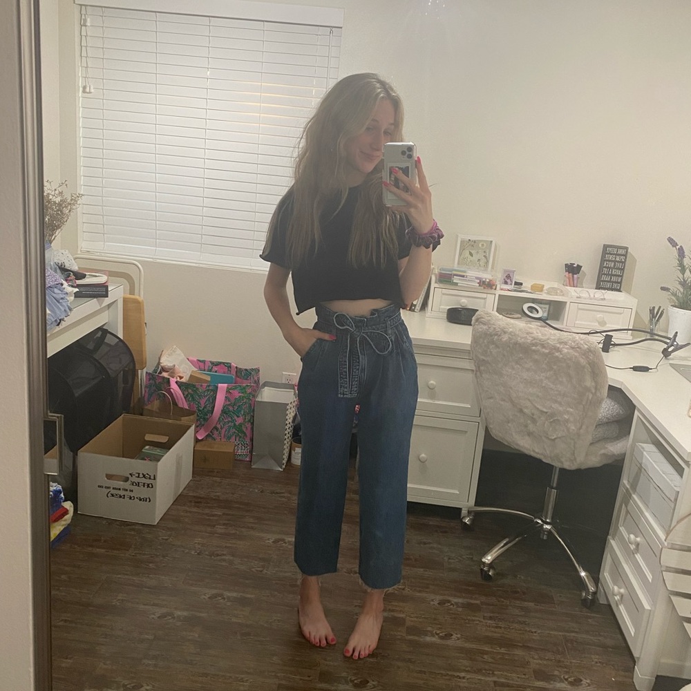 high waisted paper bag jeans!